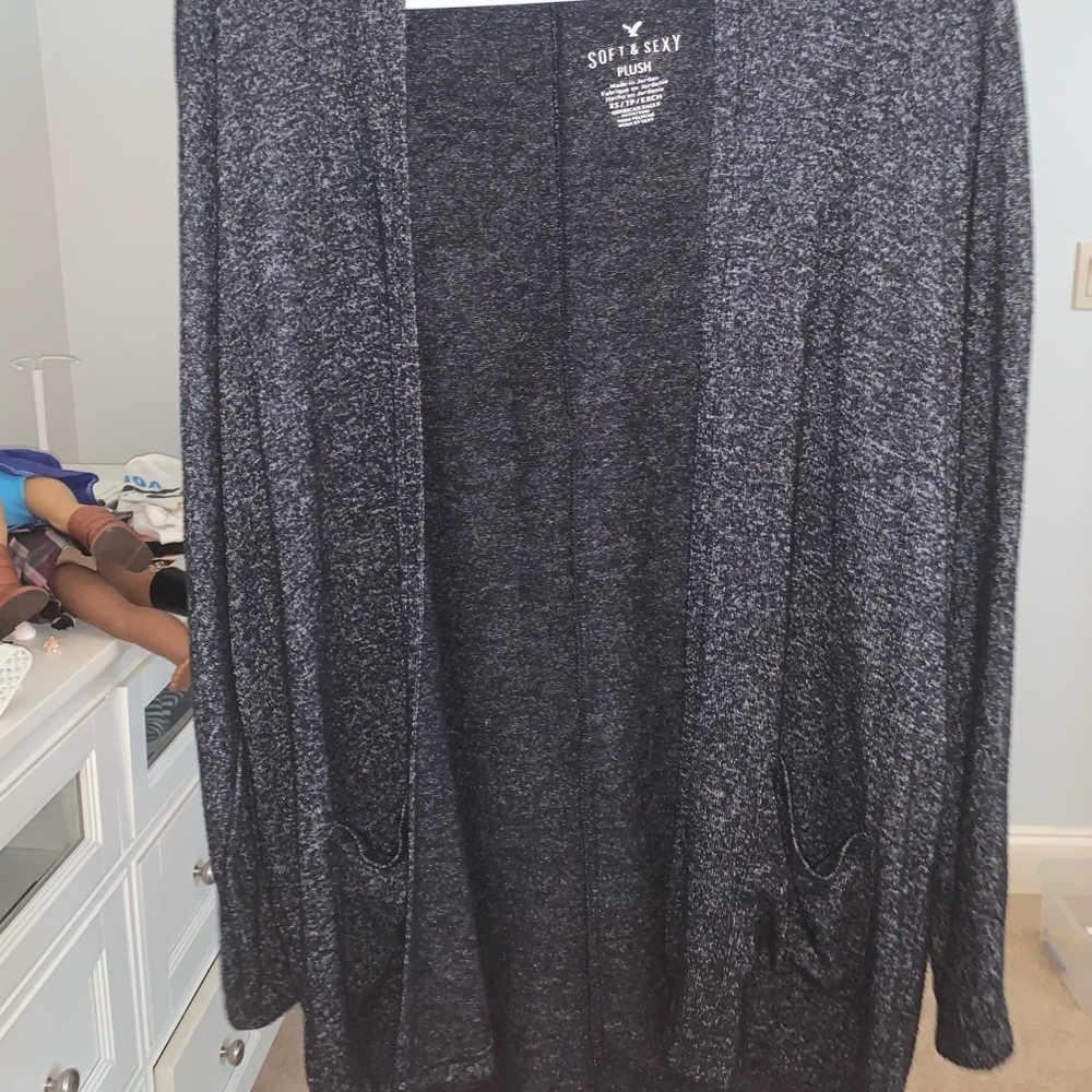 charcoal gray/black cardigan